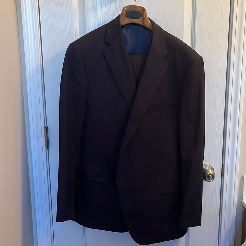 NWT men’s navy tailored suit super 130’s 100% wool 46R jacket 40W slacks
